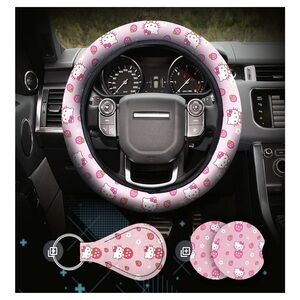 Cute Hello Kitty Pink Steering Wheel Cover Set